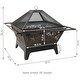 preview thumbnail 2 of 11, 32" Fire Pit Steel Northern Galaxy Design with Cooking Grate and Poker
