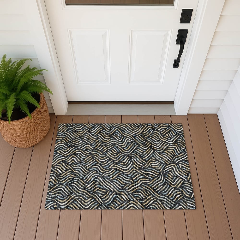 Machine Washable Indoor/ Outdoor Modern Jamie Chantille Rug