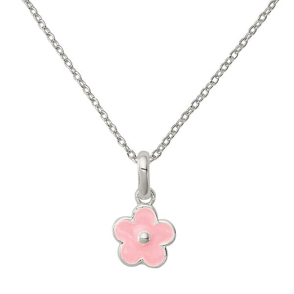 925 Sterling Silver Pink Pearl Flower Cable Chain Necklace 14 for Women 925 Sterling Silver Pink Pearl Flower Cable Chain Necklace 14 for Women