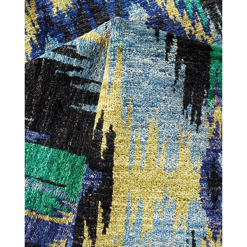 Overton Handknotted Wool Vintage Inspired Contemporary Modern Black Square Area Rug - 12' 5" x 11' 10"