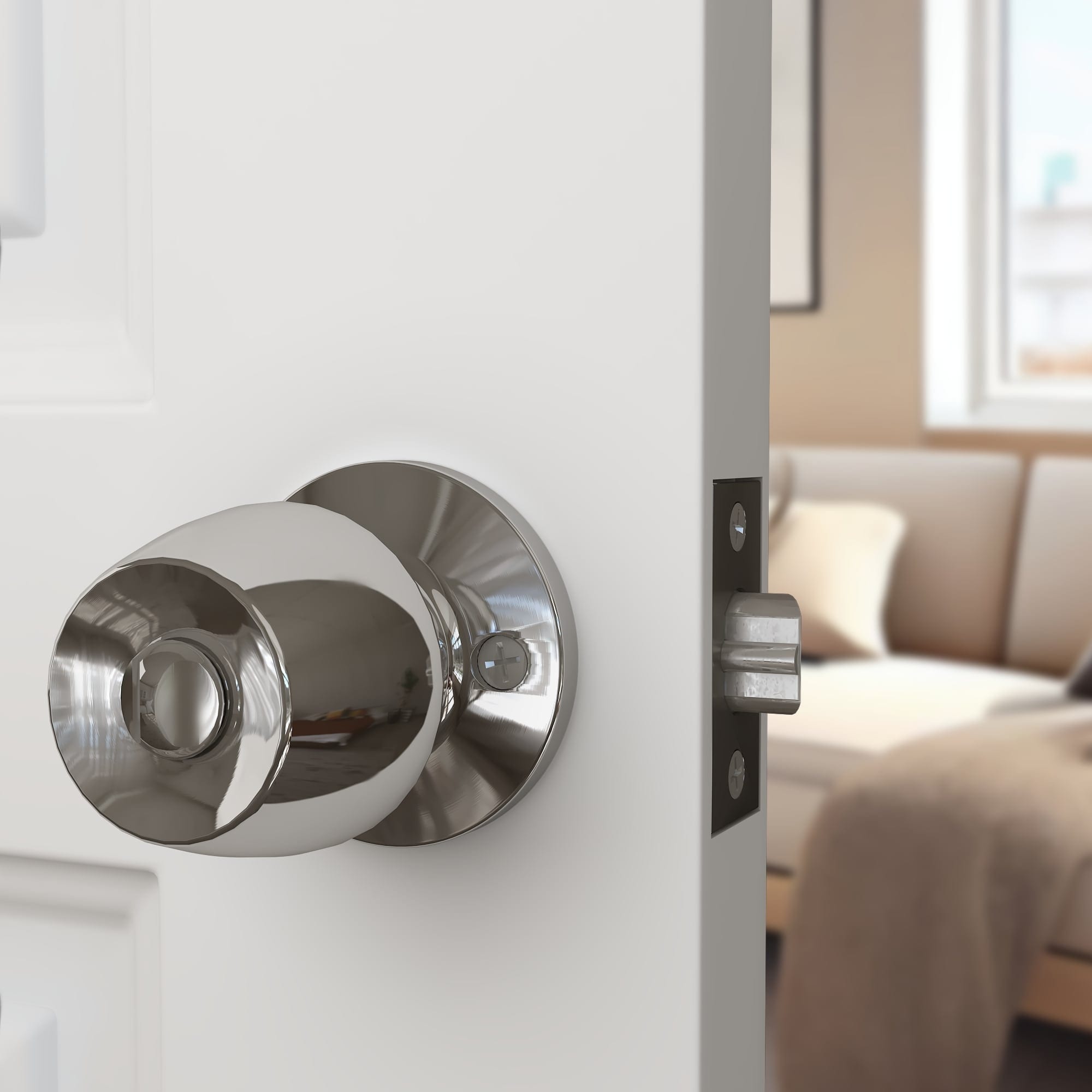 Kwikset Security Balboa Satin Nickel Universal Interior Bed/Bath Privacy Door  Handle in the Door Handles department at