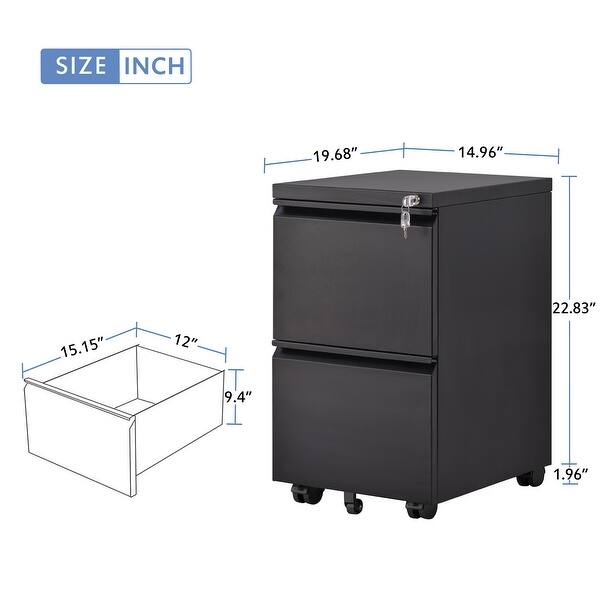 Shop 2 Drawers Metal Mobile File Cabinet With Lock Overstock 32172714