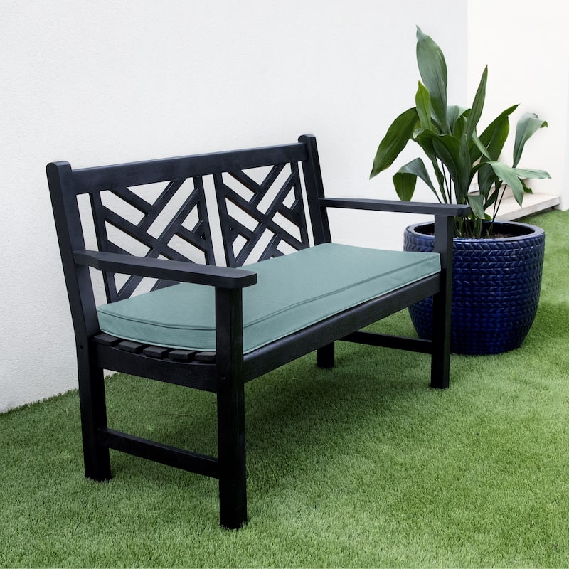 Sorra Home Outdura Solid Indoor/Outdoor Corded Bench Cushion - 44 in x 19 in x 2 in - ETC Aqua