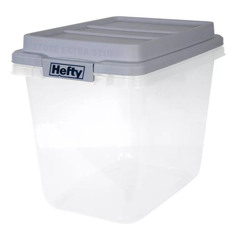 Hefty 6 Pack 32 Quart Hi-Rise Stackable Plastic Storage Bin w/ Lid, Quarry Gray - 2.14