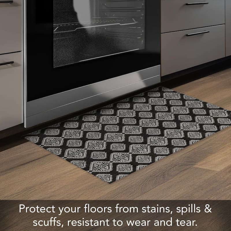 Tribal Zen Deco-Floormat, Decorative Mat, Waterproof, Low Profile, Eco-Friendly Non Slip, Made in The USA (3' x 2')