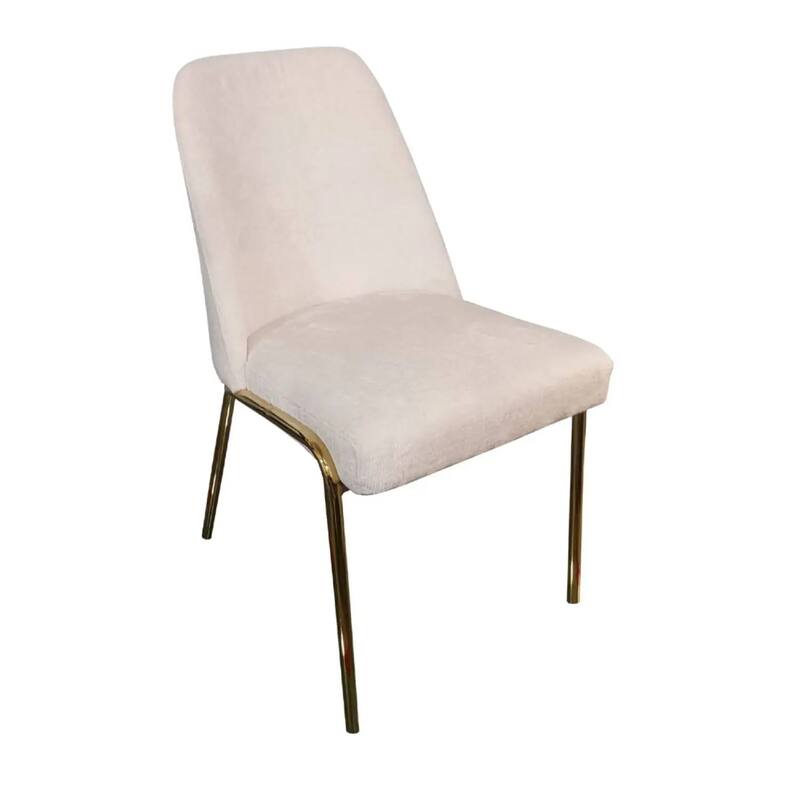 Lumen Modern Upholstered Kitchen Dining Chair with Gold Steel Legs Ergonomic Accent Chair - White Boucle