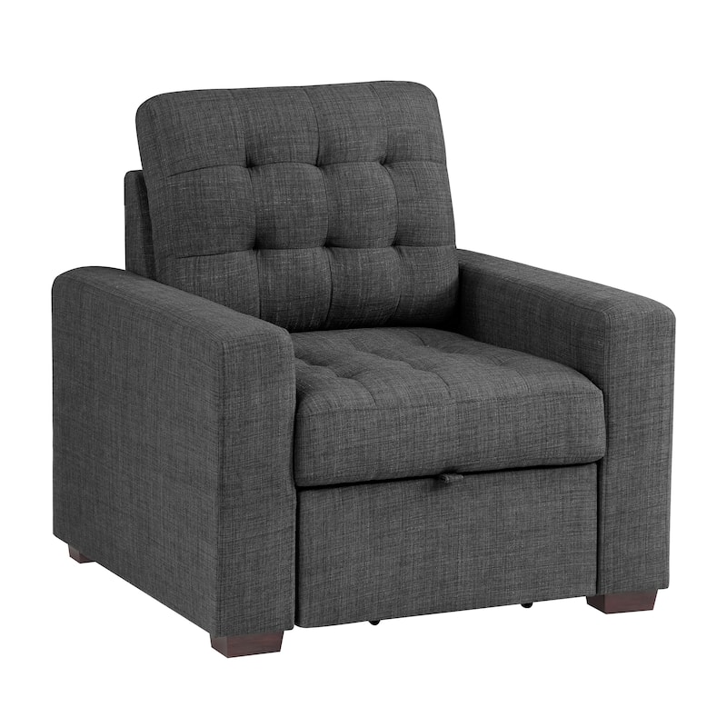 Miles Fabric Chair with Pull-out Ottoman - Dark Gray
