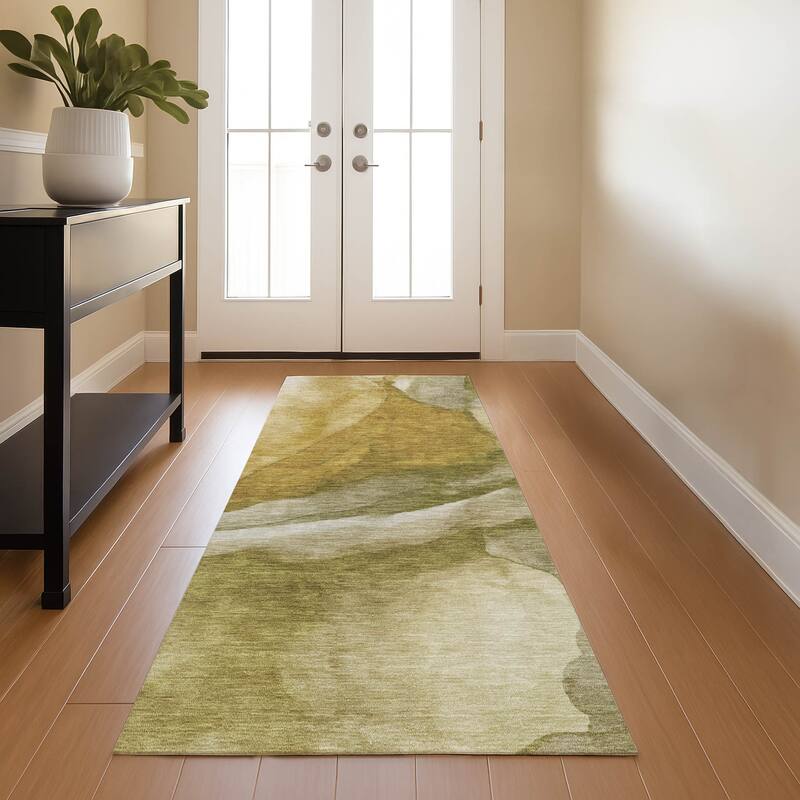 Premium Washable Super Soft Abstract Modern Mayfield Rug - Wheat - 2'3" x 7'6"