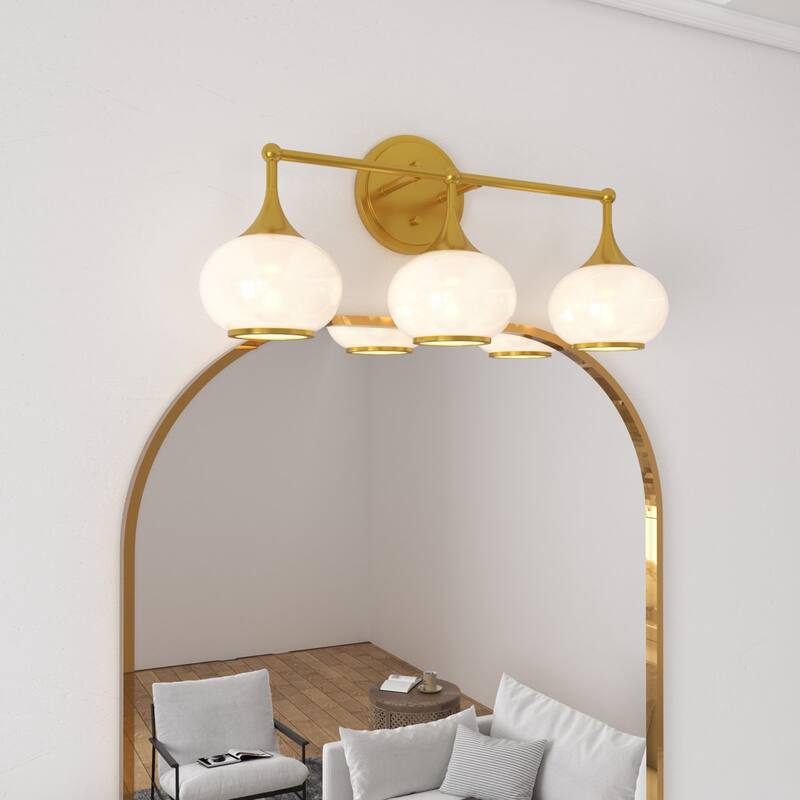 Acroma Aged Brass/Polished Chrome Finish Modern Globe Vanity Light