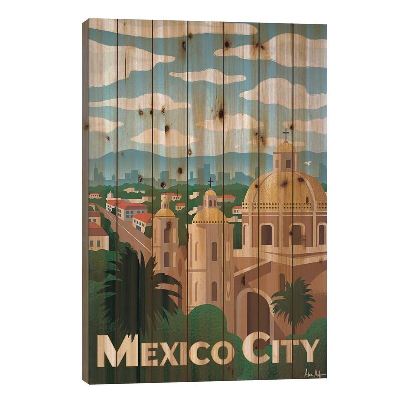 Mexico City Print On Wood by IdeaStorm Studios - Multi-Color - 40x26x1.5