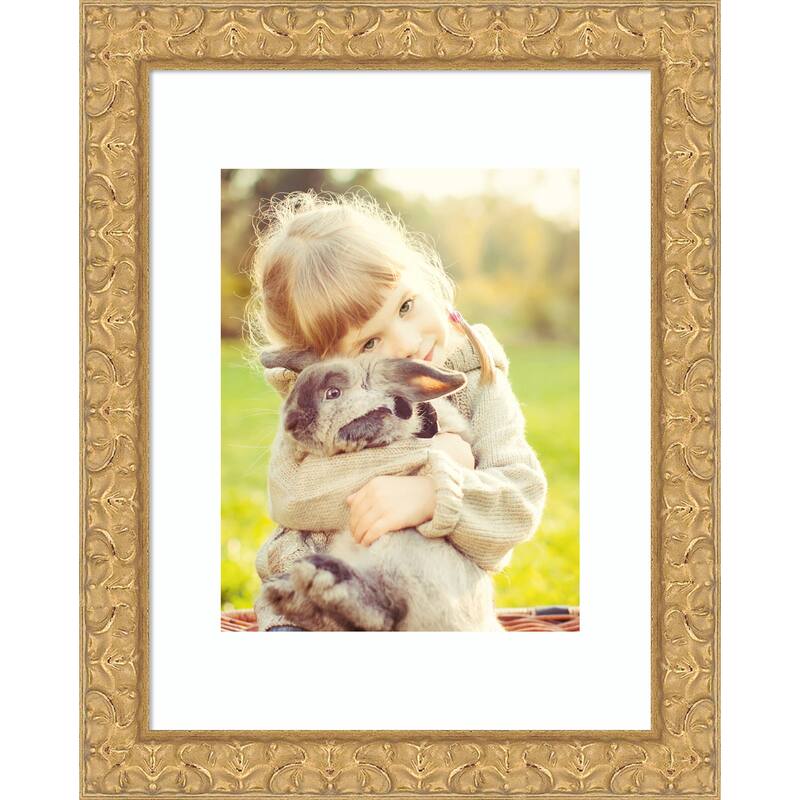 Lila Picture Frame, Photo Frame - 11x14 Matted White 8x10 - Lila Gold
