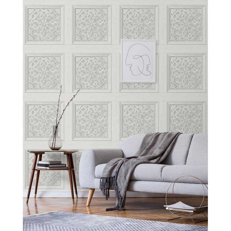 Fine Decor Albie Dove Carved Panel Wallpaper