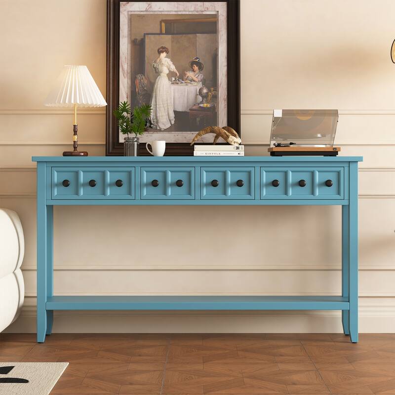 Rustic Entryway Console Table(Turquoise Green)