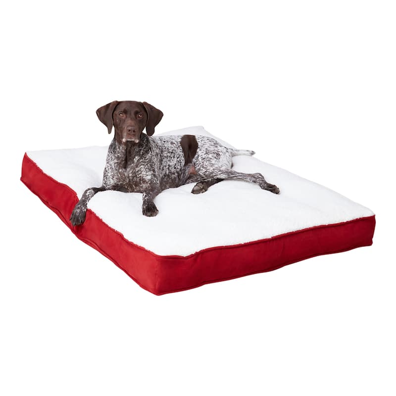 Daisy Deluxe Supportive Pillow Dog Bed - Large (48"x36") - Crimson