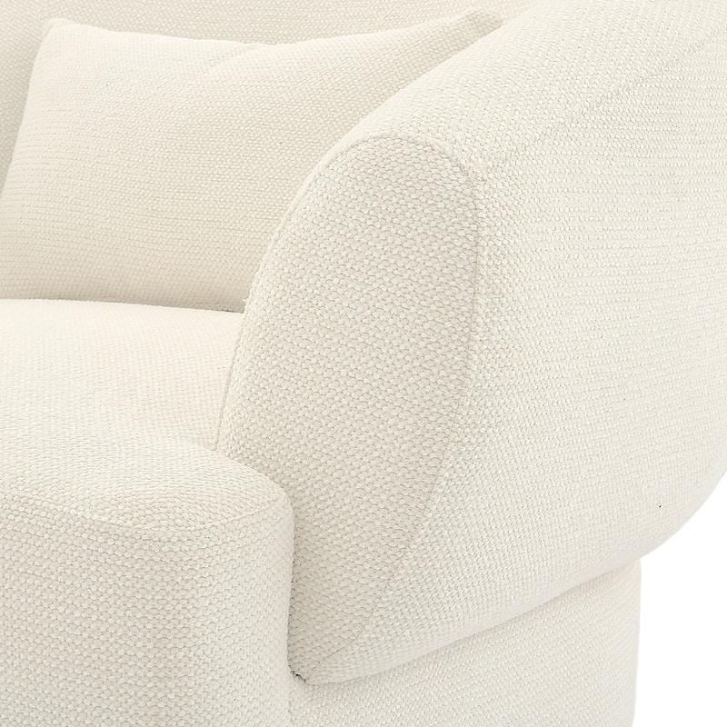 Modern Swivel Barrel Accent Chair with Solid Wood Base with Chenille Upholstery Armchair