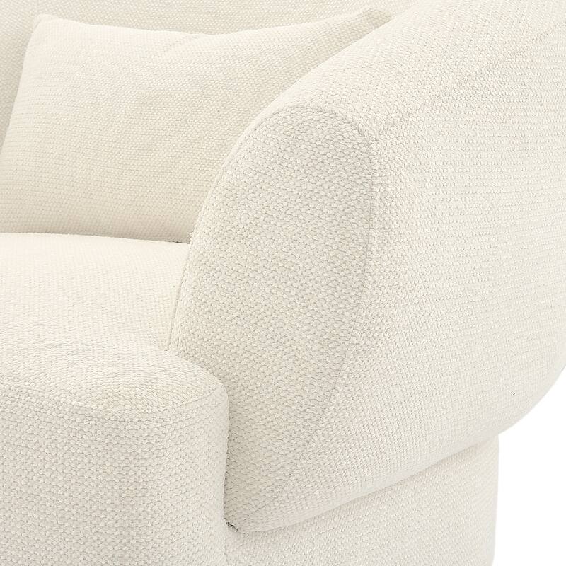Set of 2 Chenille Upholstered Swivel Barrel Accent Chair with Solid Wood Base for Living Room