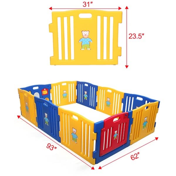 Baby Playpen 10 Panel Play Yard Baby Safety Center Kids Indoor Outdoor - 7'9" x 10'10"