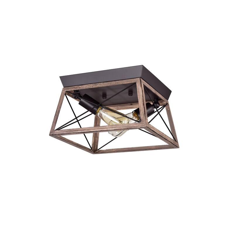 Podell Oil Rubbed Bronze 2-Light Open-Cage Metal Flush Mount