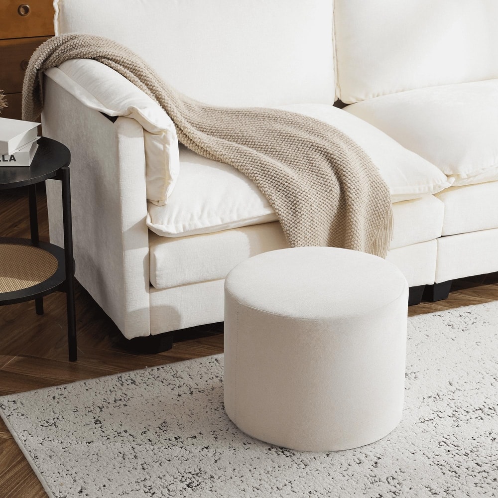 Bezseller Soft Boucle Pouf Ottoman, Comfortable Foot Rest, Full Foam Filling Footstool for Living Room, Bedroom