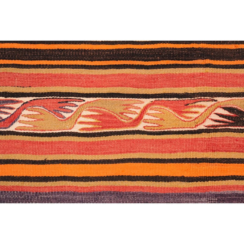 Hand Woven Oriental 100% Wool Carpet Southwestern Tribal Oranges & Rust Kilim Area Rug - 8' 11'' X 4' 6''