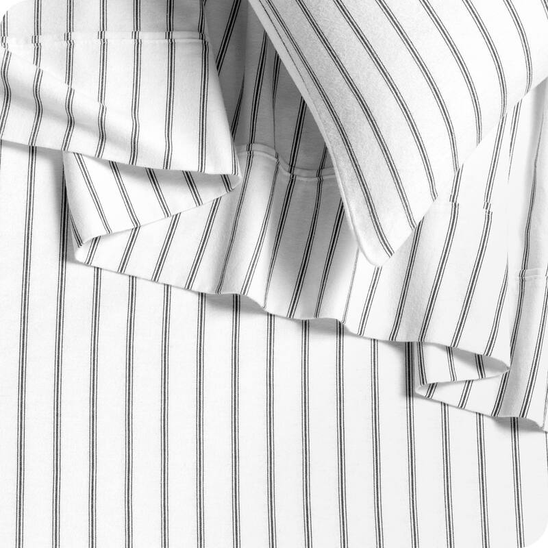 Bare Home Cotton Flannel Sheet Set - Velvety Soft Heavyweight - King - Ticking Stripe - White/Grey