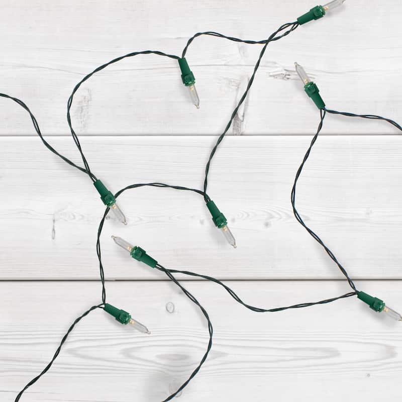50 Count Battery Operated White Warm LED Mini Christmas Lights 32ft Green Wire - 32'