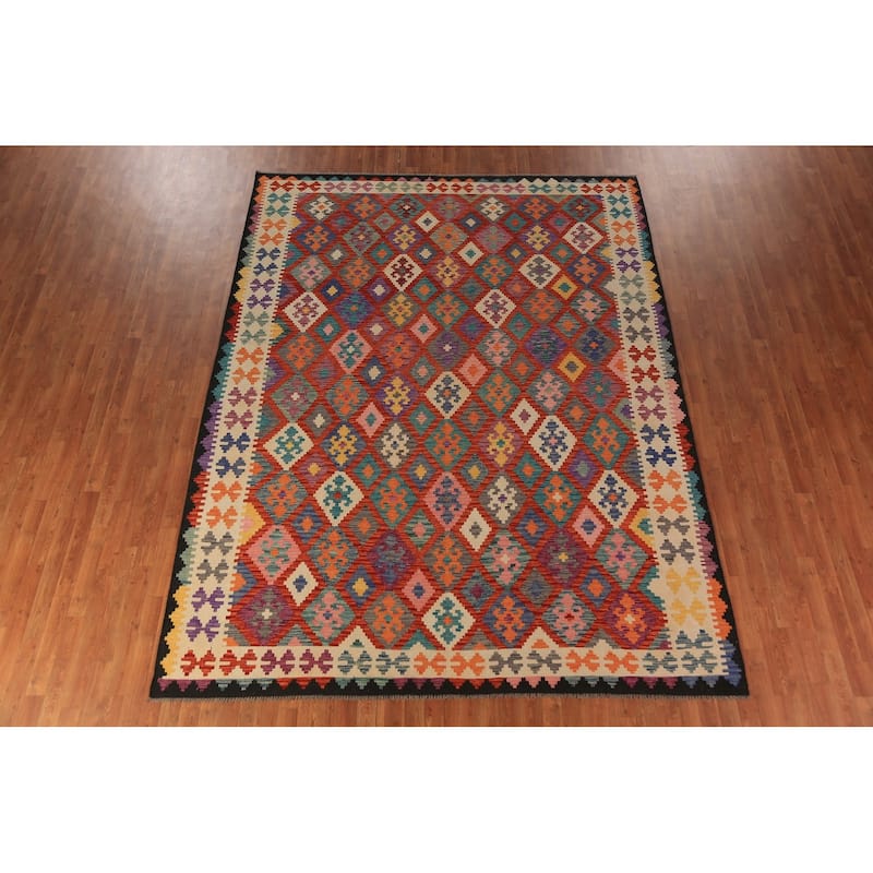 South Western Style Kilim Oriental Area Rug Handmade Wool Carpet - 8'5"x 11'2"