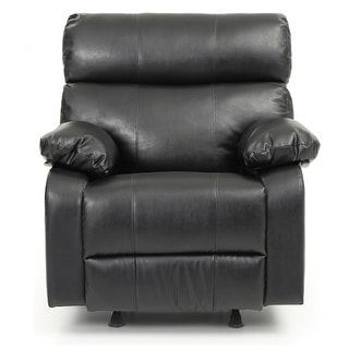 Faux Leather Upholstered Reclining Chair with Padded Arms - 39" - Black