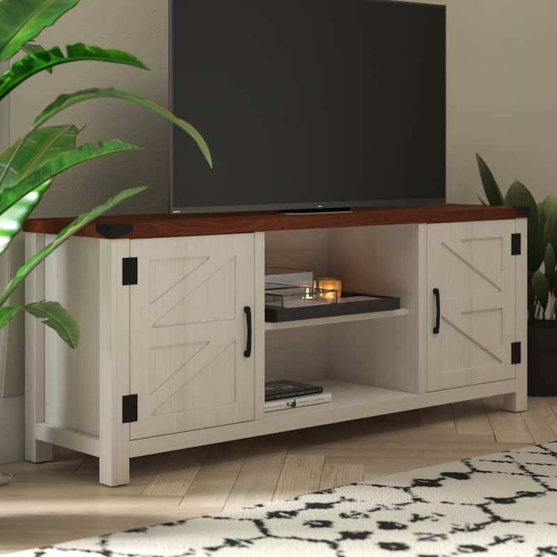 59 Inch Barn Door TV Stand Fits up to 65" TV's with Adjustable Shelf - 59"W x 15.5"D x 23.75"H