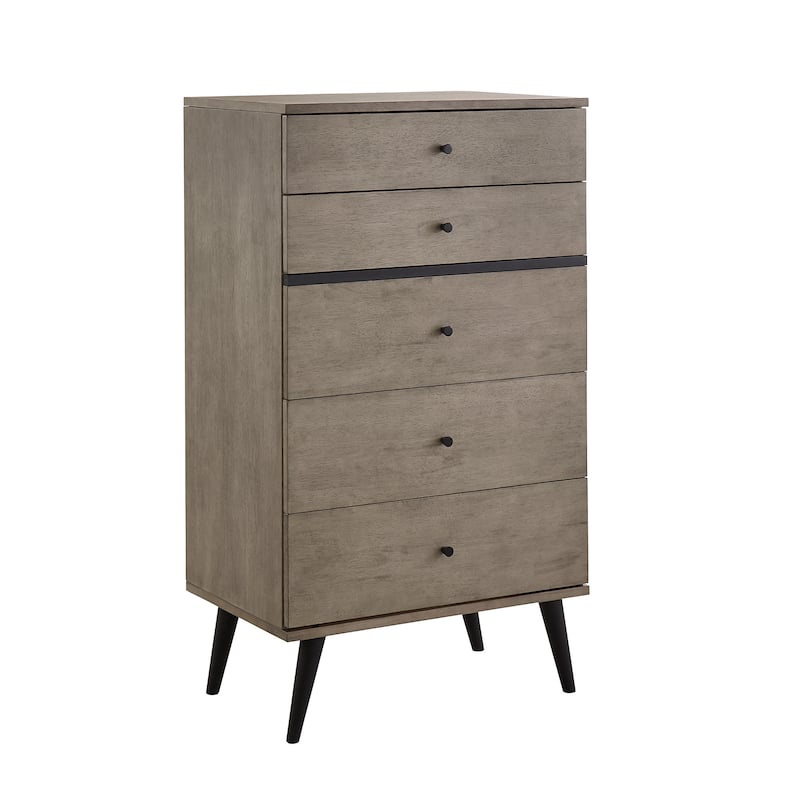 Noe Mid-Century Grey Finish 5-Drawer Chest by iNSPIRE Q Modern - Gray Finish