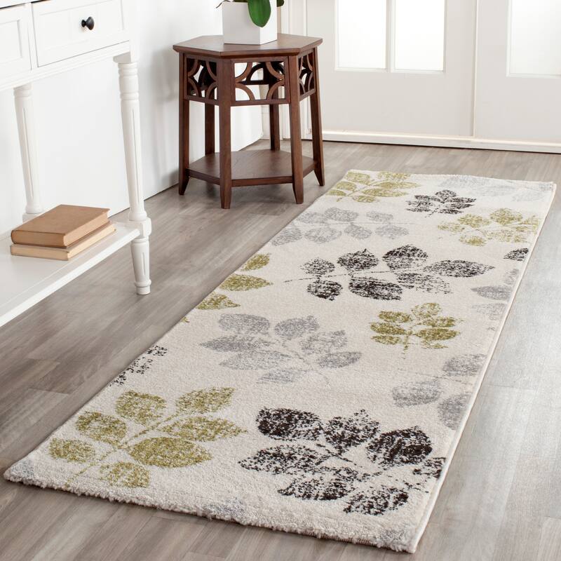 SAFAVIEH Porcello Ressie Distressed Modern Rug - 2'4" x 6'7" Runner - Ivory/Green