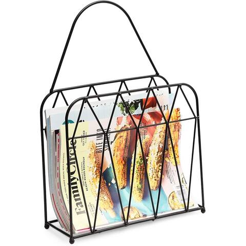 Juvale Wall Mounted Magazine Rack - Hanging Mail and Document Organizer, Black - 11.5" x 4" x 9.5"