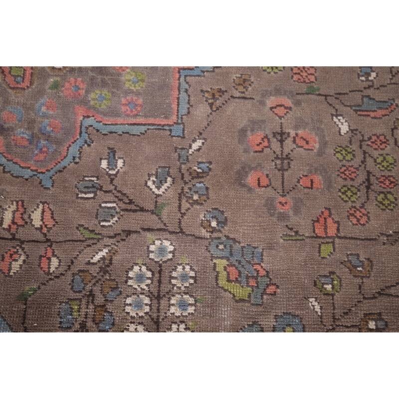 Brown Tabriz Persian Vintage Rug Handmade Traditional Wool Carpet - 6'6"x 9'8"