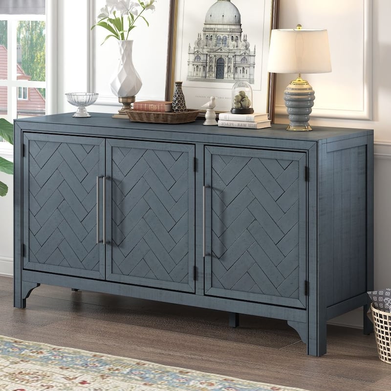 Designed Storage Cabinet Sideboard with MDF+Pine veneer , Adjustable Shelves, Suitable