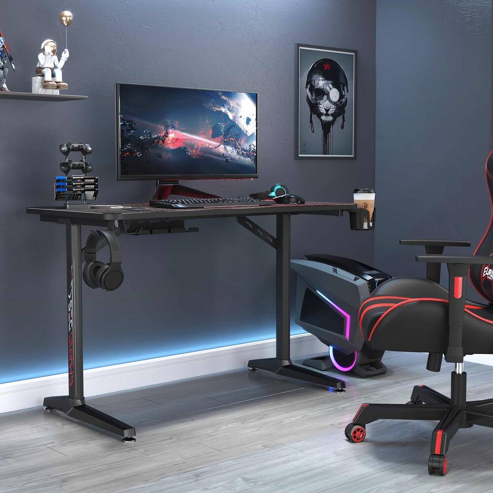 Black Gaming Desk Computer Desk with Free Full Mouse Pad & USB Charger