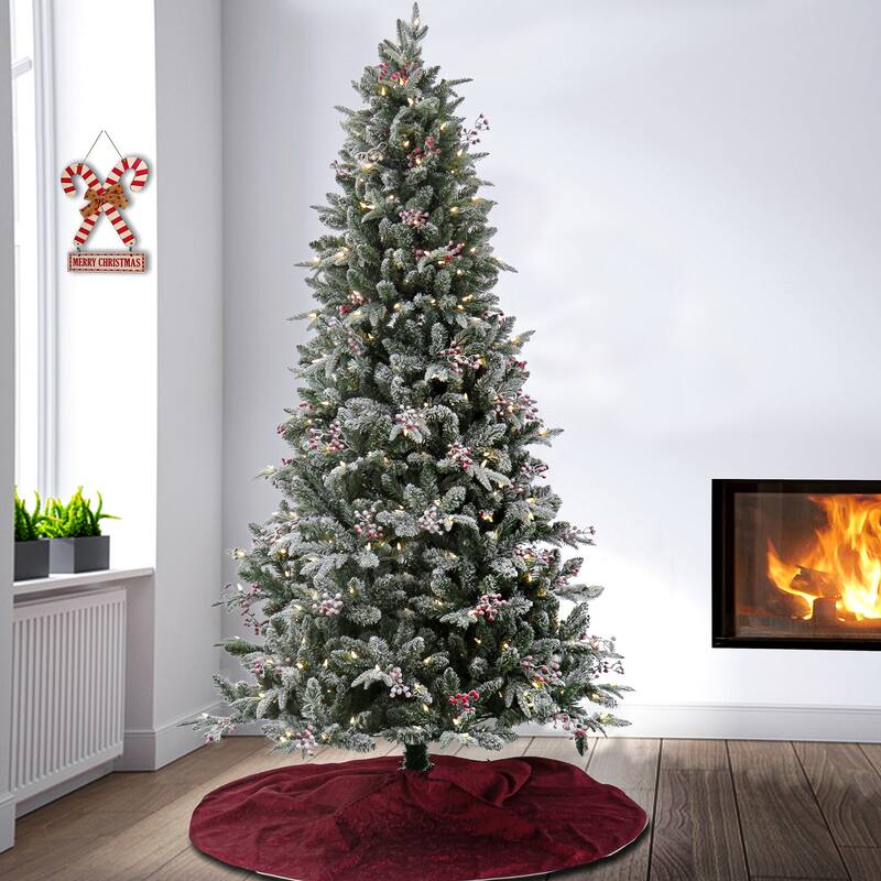 National Tree Company 7.5 ft. Pre-Lit Snowy Poechmann Fir Tree with LED Lights - 7.5 Foot
