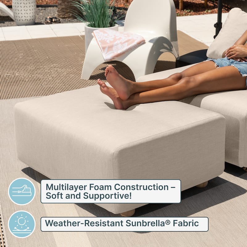 Jaxx Vada Outdoor Sun Lounger Loveseat Luxurious Modular Double Chaise and Conversation Nook - 72" W x 79.5" D x 25.5" H