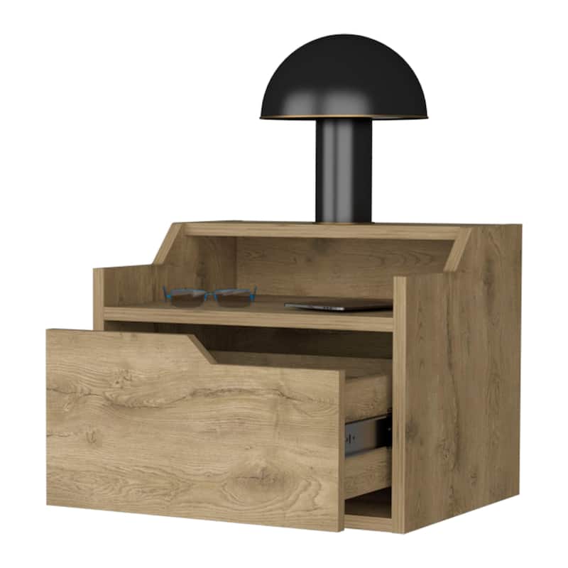 Wooden Double Shelf Hanging Bedroom Nightstand