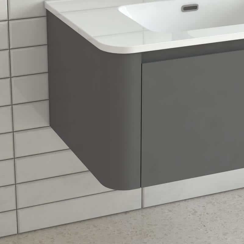 Floating Bathroom Vanity with Ceramic Sink Top Wall Mounted Cabinet