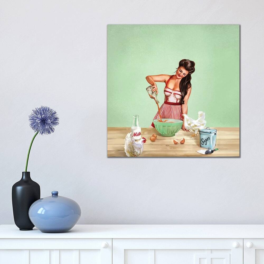 iCanvas "Bourbon Chickens Pinup Tray" by The Whiskey Ginger Canvas Print