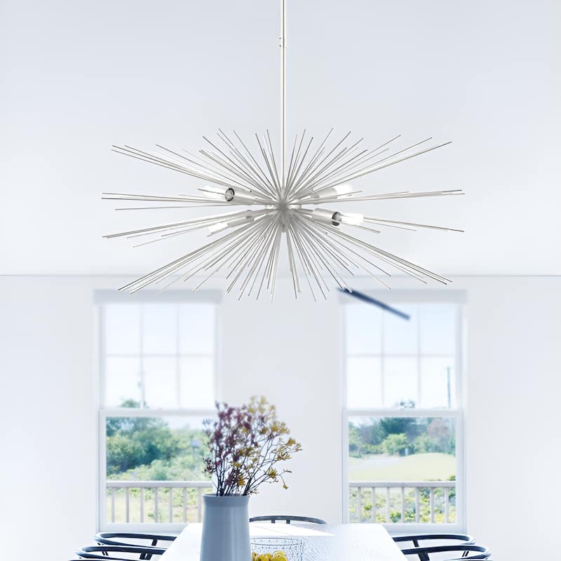 Sci-fi Sputnik Sphere Chrome Silver Chandelier - Baskett 4-Light - Chrome