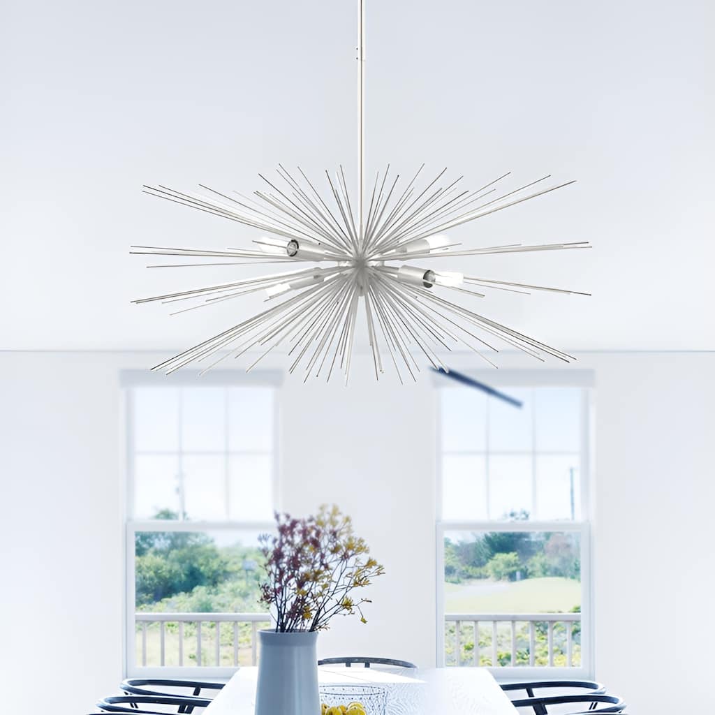 Sci-fi Sputnik Sphere Chrome Silver Chandelier - Baskett 4-Light