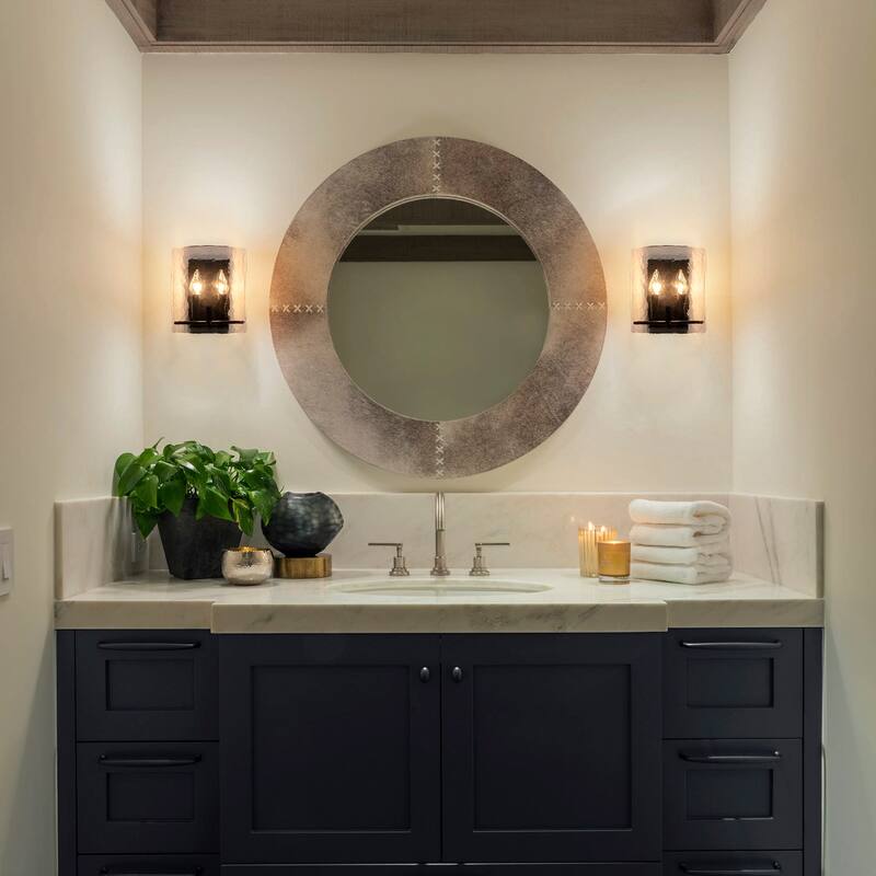 2-Light Matte Black Wall Sconce with Clear Glass Shade