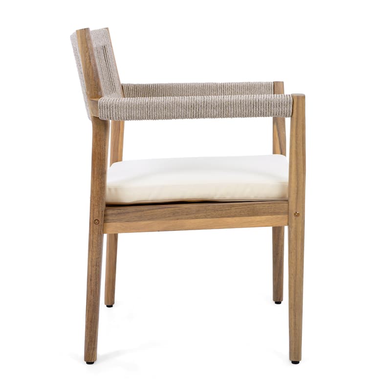 Christopher Knight Home - Franky Acacia Outdoor 5 Piece Dining Set with Rope and Cushion