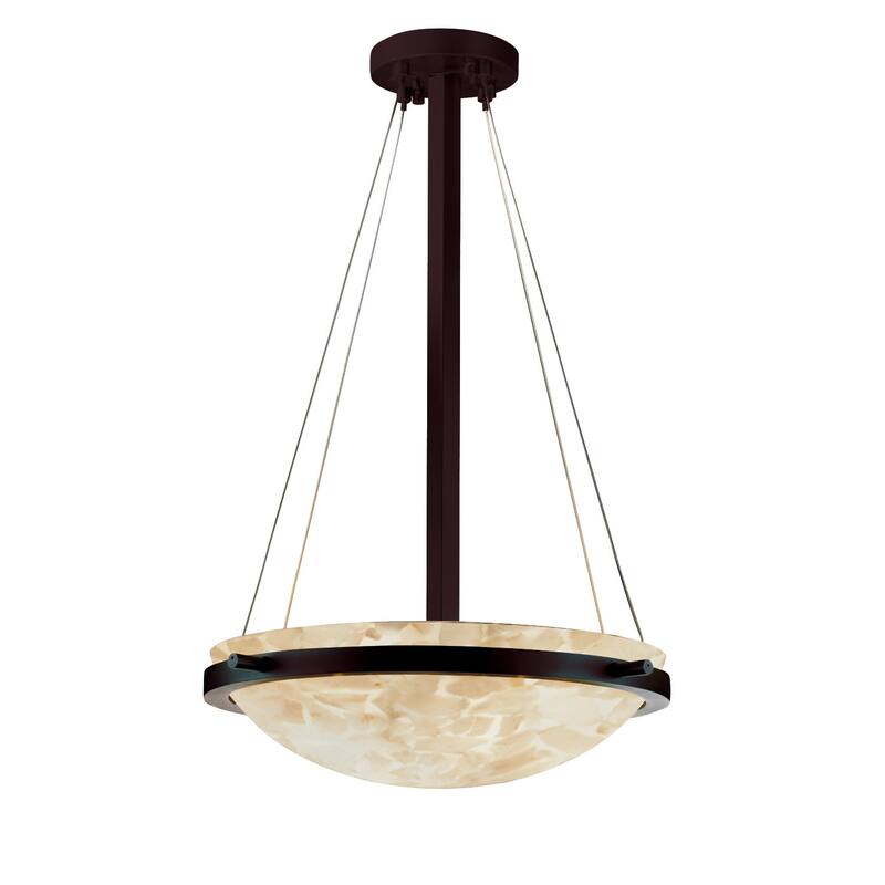 Alabaster Rocks! 18-inch Matte Black Round Pendant Bowl with Ring, Alabaster Rocks Shade - Matte Black