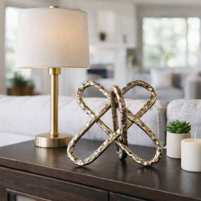 Contemporay Metal Round Edge Jack Decorative Object - 9.0" - Gold