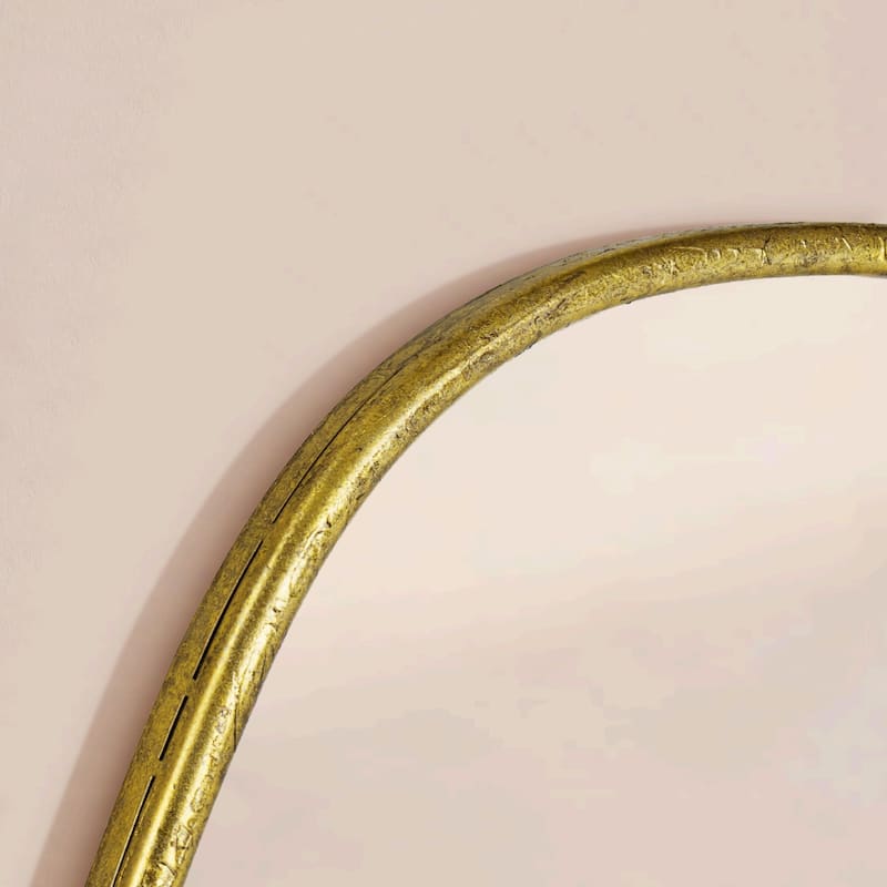 TEHOME Asymmetrical Irregular Shaped Mirror Antiqued Gold Asymmetrical Accent Mirror Irregular Bathroom Wall Mirror 27" x 27"