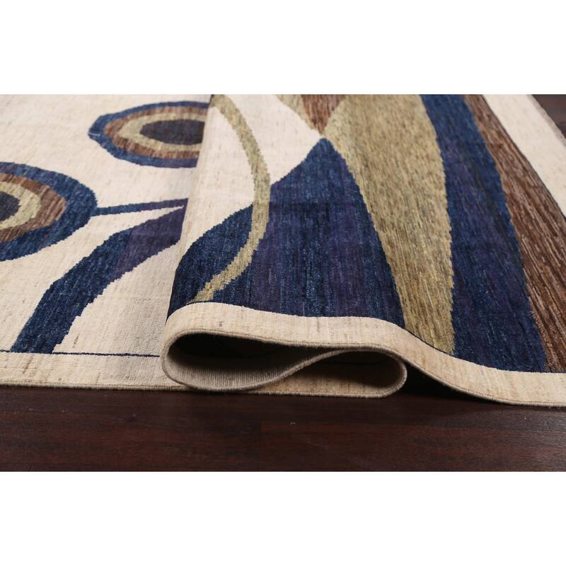 Contemporary Oriental Abstract Living Room Area Rug Wool Hand-knotted - 8'6" x 11'7"