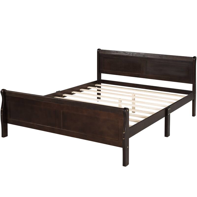Wood Platform Bed with Headboard