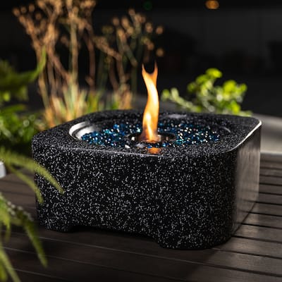 16.3 in. W x 16.3 in. D x 6.9 in. H Square Gel Burning Outdoor Portable Fire Pit